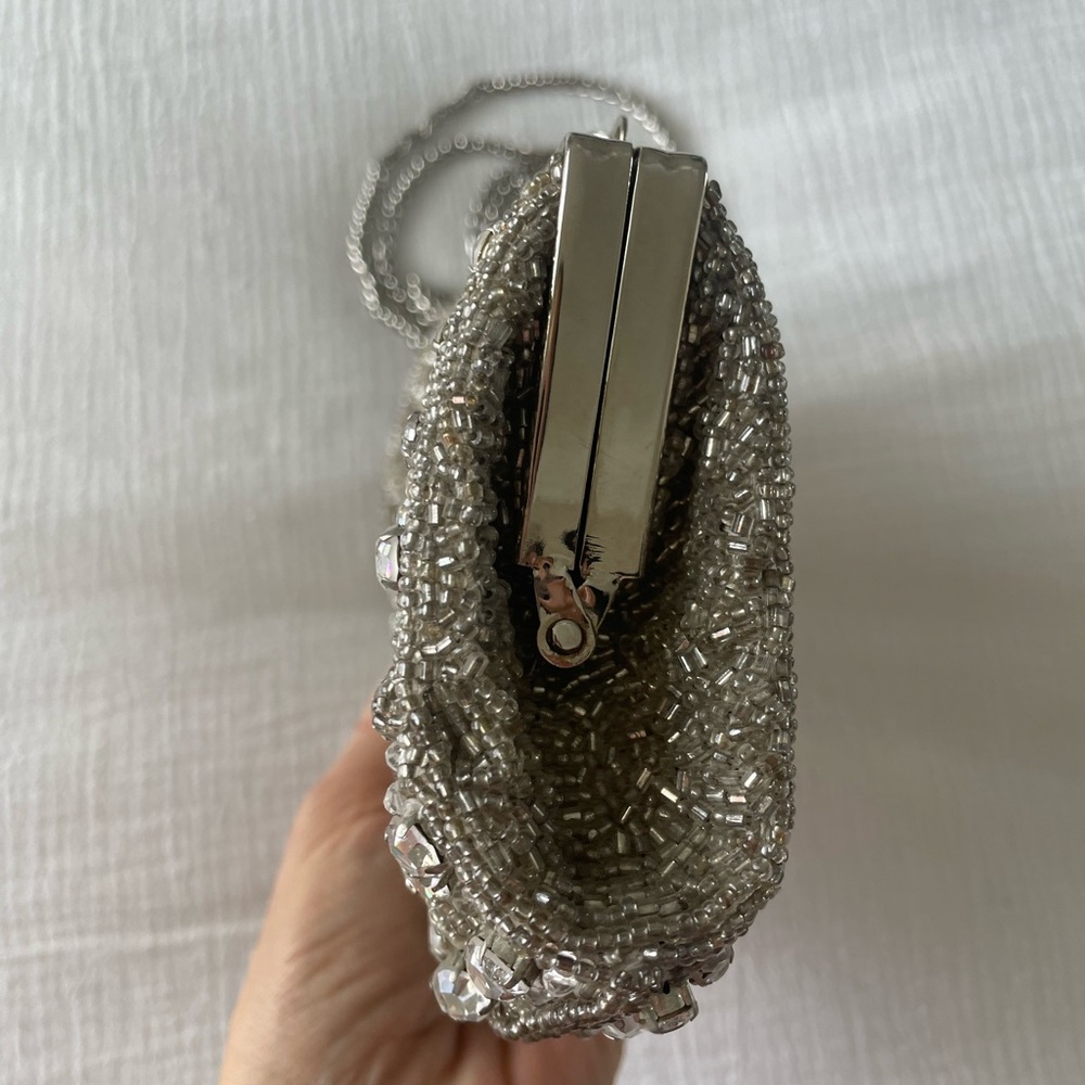 Nordstrom beaded rhinestone clutch with silver chain - Picture 9 of 13